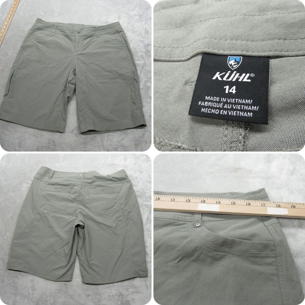 Kuhl Shorts Womens 14 Light Green Zip Fly Pockets Chino Trekr 11" Hiking Casual‎